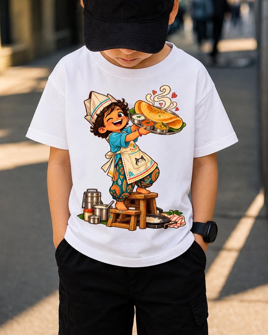 Little Dosa Chef Tee tee, worn