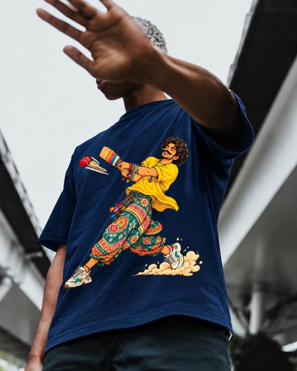 Gully Cricket Tee — Navy Blue