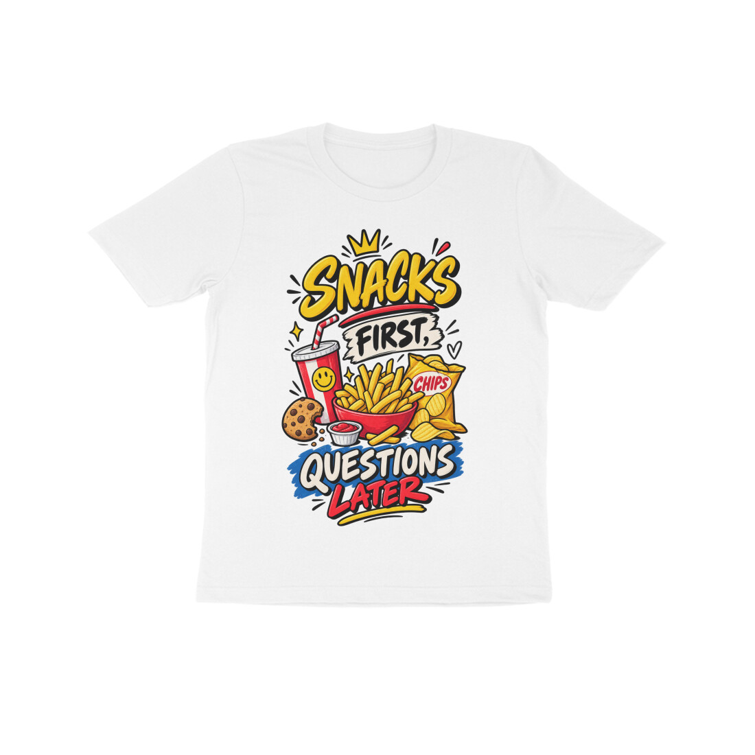 Snacks First Tee — White