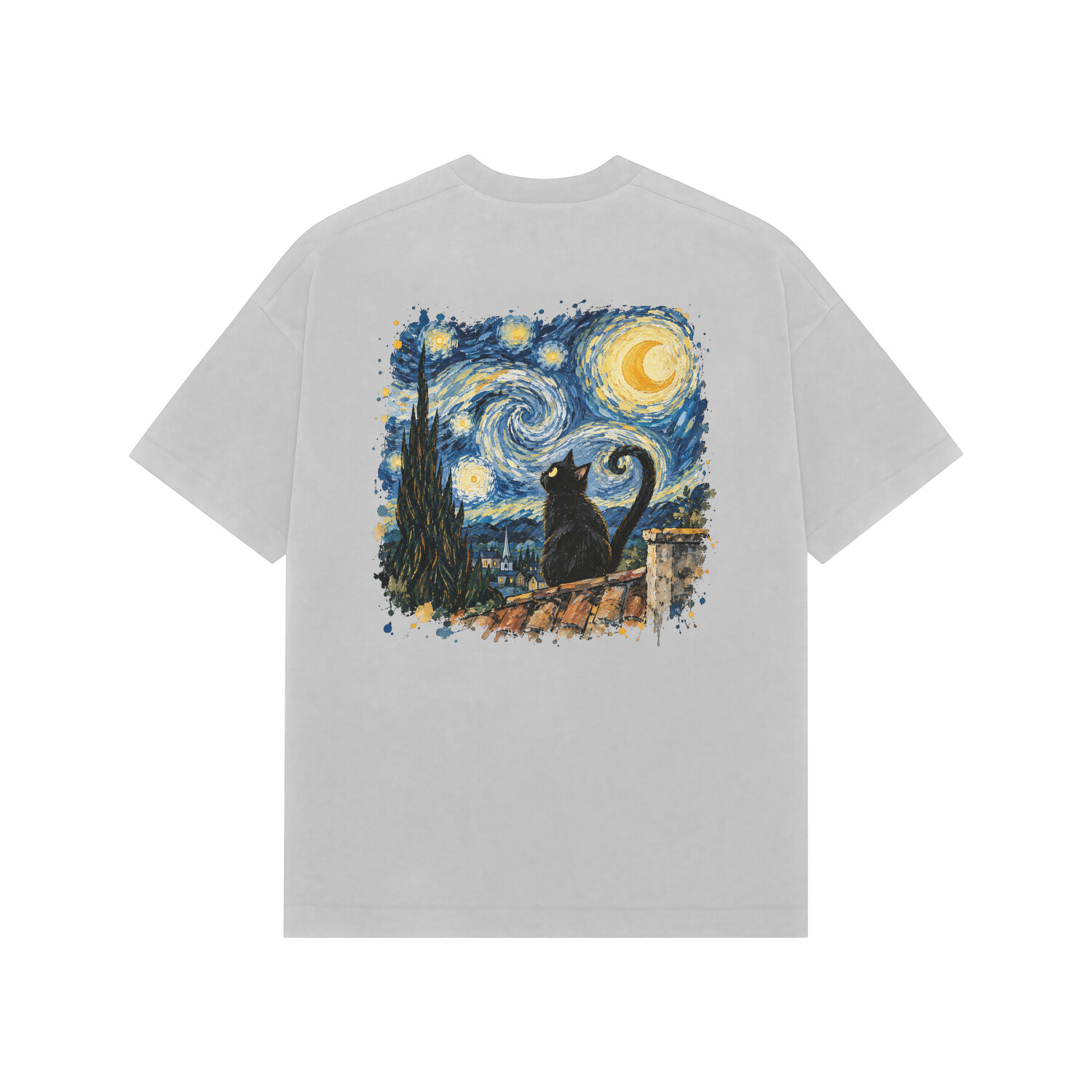 Starry Meow Tee — Ash Grey